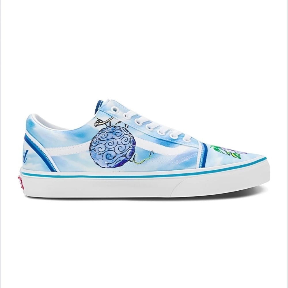 VANS Old Skool One Piece Devil Fruit Women 6.5 Blue Anime Straw Hat Crew 102025 - Picture 4 of 6